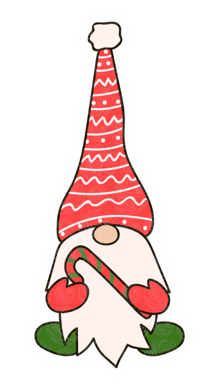 Christmas Gnome with Red Hat and Candy Cane - GBH22555